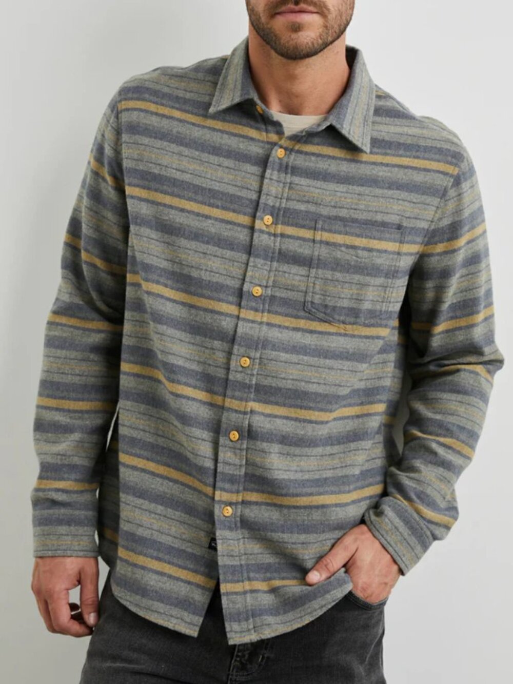 Rails Blue/Yellow Striped Flannel Shirt
